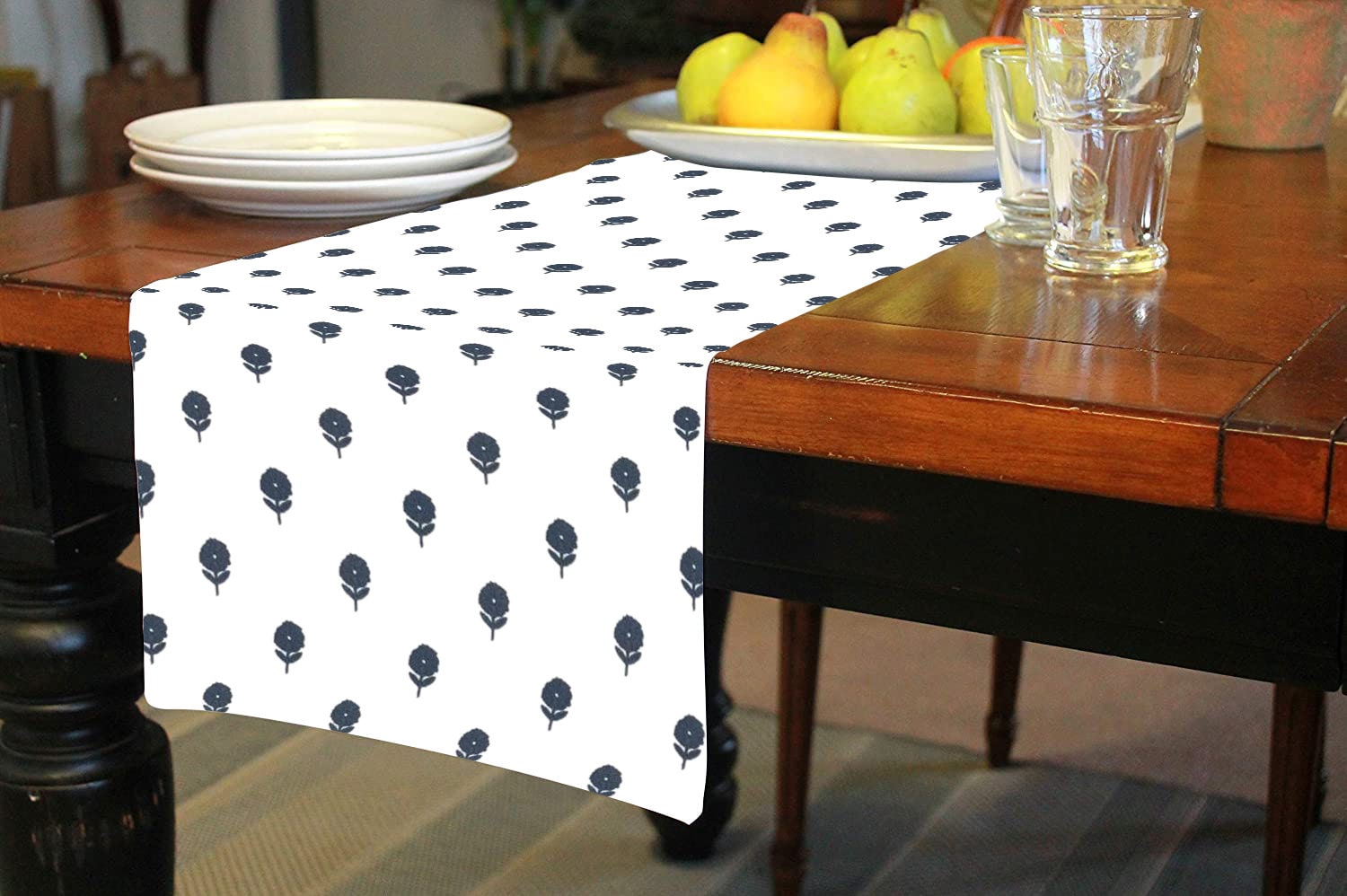 Kyra - Crewel Embroidered Table Runner | Linen Cotton Mix | Soft | Handmade | Cotton Linen Backing | Customisable Sizes-1