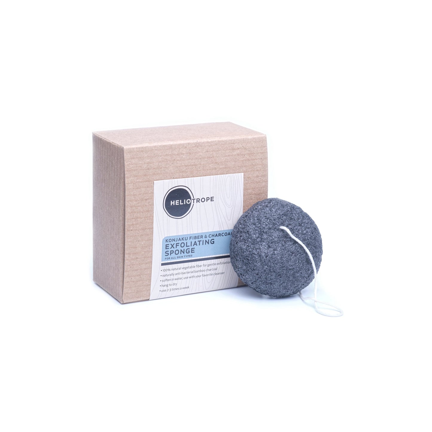 Heliotrope Konjaku & Charcoal Exfoliating Sponge